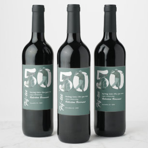 Classic Green Golf Bag Clubs 50th Birthday Wine Label