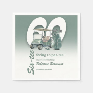 Classic Green Golf Bag Clubs 60th Birthday Napkin