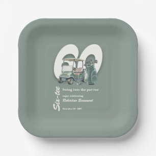 Classic Green Golf Bag Clubs 60th Birthday Paper Plate