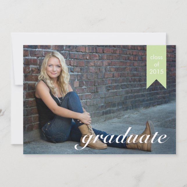 Classic Green Graduation Announcement - Invite (Front)