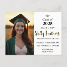 Classic Green Graduation invitation Card