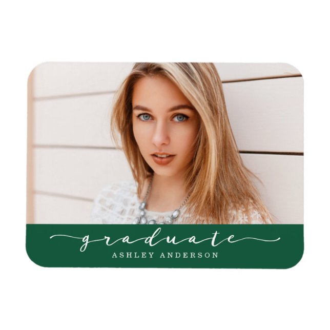 Classic Green Graduation Photo Magnet (Horizontal)