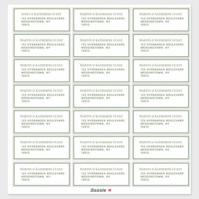 Classic Green Guest Mailing Labels 21 Per Sheet (Sheet)