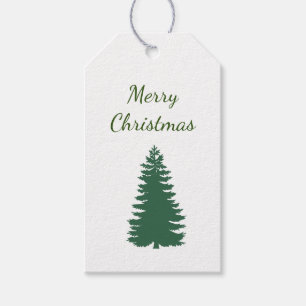 Classic Green Holiday Message Pine Tree Gift Tags