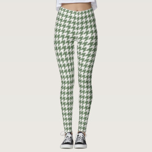 Classic Green Houndstooth Pattern Leggings
