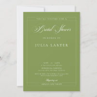 Classic Green Ivory Calligraphy Bridal Shower