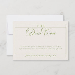 Classic Green Ivory Calligraphy Formal Dress Code Invitation