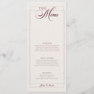 Classic Green Ivory Calligraphy Wedding Menu