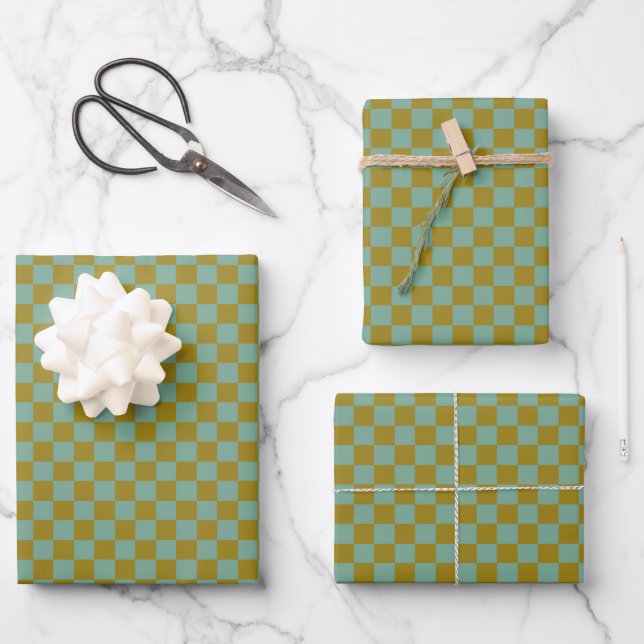 Classic Green, Khaki Plaid  Wrapping Paper Sheet (Front)