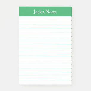 Classic Green Lined Personalised Post-it Notes