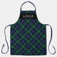 Classic Green Navy Tartan Plaid Monogram