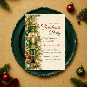 Classic Green Nutcracker Christmas Party Invitation