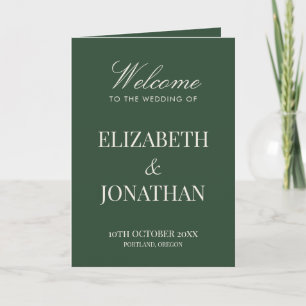 Classic Green Old Money Elegant Folded Wedding Programme