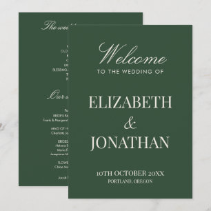 Classic Green Old Money Elegant Modern Wedding Programme