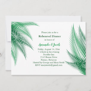 Classic Green Palm Leaves Rehearsal Dinner Invitation