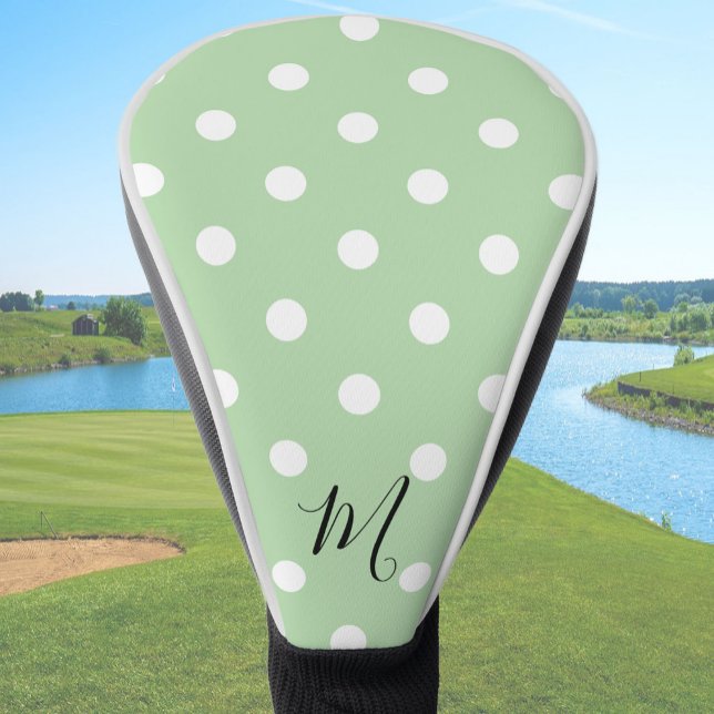 Classic Green Pattern Monogram Polka Dot Golf Head Cover (Creator Uploaded)