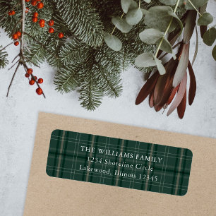 Classic Green Plaid Christmas Return Address