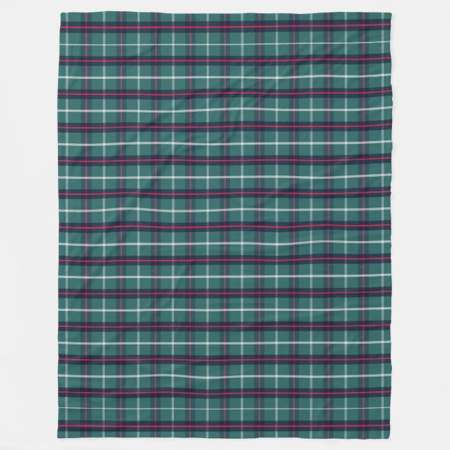  Classic Green Plaid Fleece Blanket  (Front)