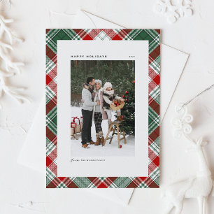Classic Green Plaid Pattern Happy Holidays Photo Holiday Card