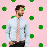 Classic Green Polka Dot Pattern on Pink Tie<br><div class="desc">Polka dots! One of the classic apparel patterns that looks great on ties.  This retro polka dot necktie features small green dots on pink.</div>