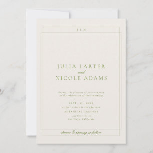 Classic Green QR Code Detail RSVP Registry Wedding Invitation