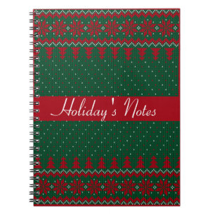 Classic Green & Red Crisscross Spiral Notebook