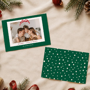 Classic Green Red Ivory Christmas Photo Holiday Card