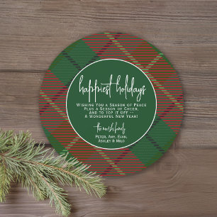 Classic green red plaid - Happiest Holiday Card