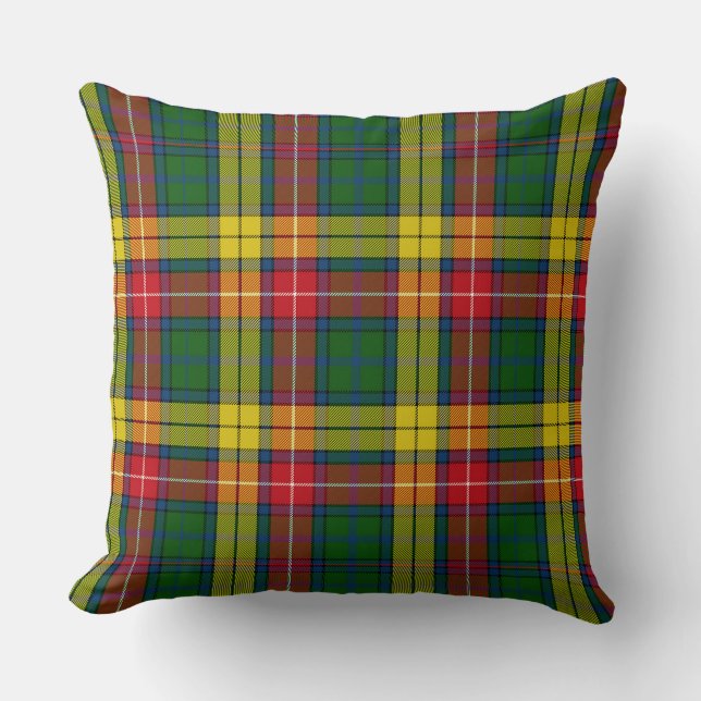 Classic Green Red Yellow Plaid  Cushion (Front)