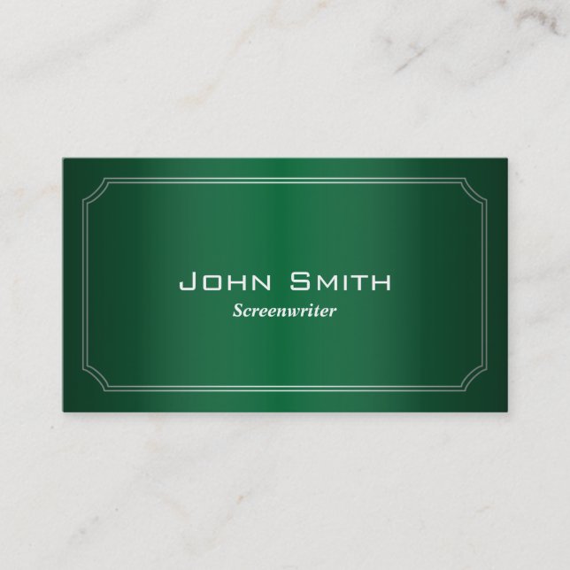 Classic Green Screenwriter Business Card (Front)