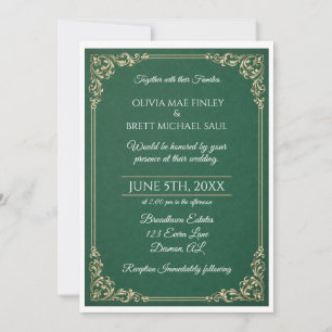 Classic Green! Simplistic Wedding invitation