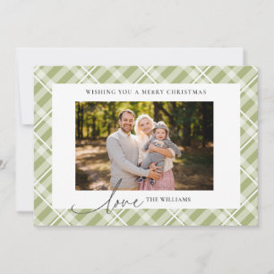 Classic Green Tartan Plaid Custom Photo Christmas Holiday Card
