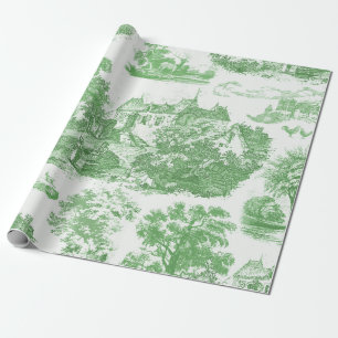 Classic Green Vintage French Chateau Toile Wrapping Paper