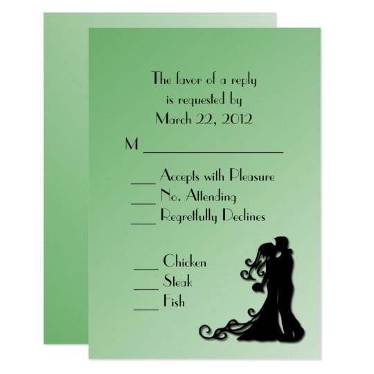 Classic Green Wedding Menu Choice RSVP Card