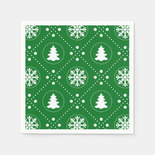 Classic Green White Christmas Pattern Napkin