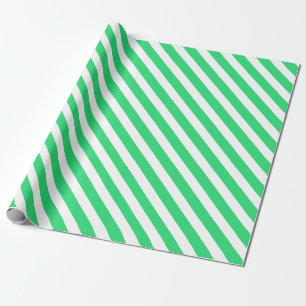 Classic Green & White Stripes Christmas Wrapping Paper