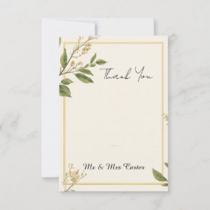 Classic Greenery Botanical Wedding Thank You Card