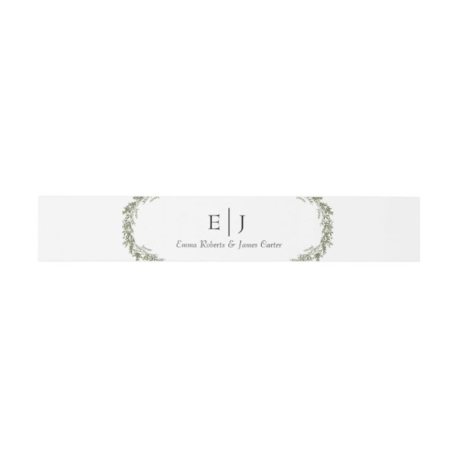 Classic Greenery Monogram Invitation Belly Band (Flat)