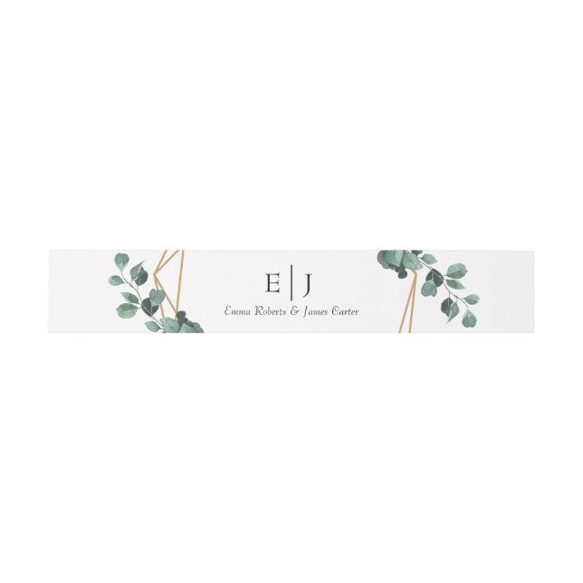 Classic Greenery Monogram Invitation Belly Band (Flat)