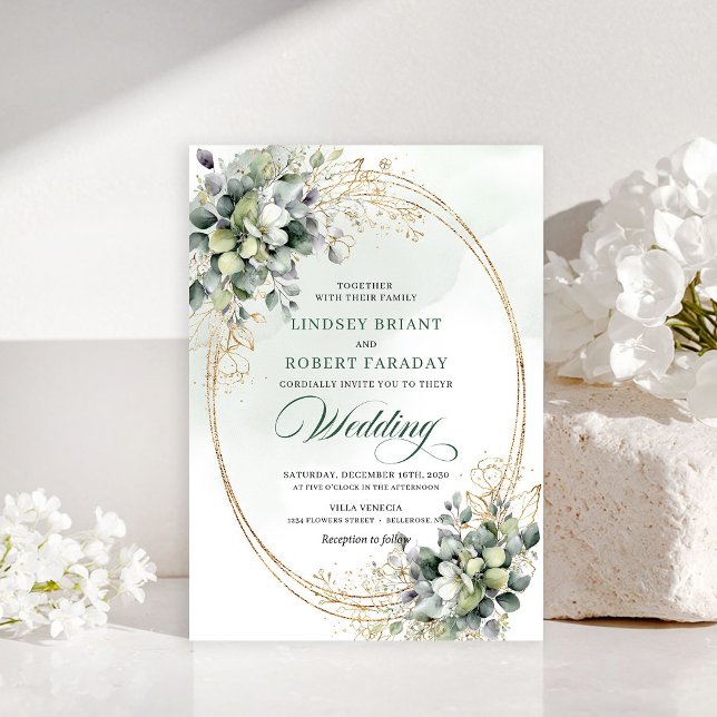 Classic greenery white rose wedding invitation (Classic greenery white rose wedding invitation)