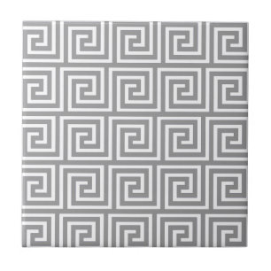 Classic Grey and White Greek Key Pattern Tile