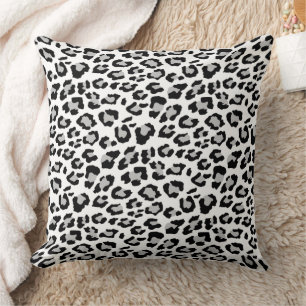 Classic Grey Black Leopard Animal Print Cushion