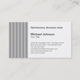 Classic Grey Black Pinstripe Custom Professional Business Card