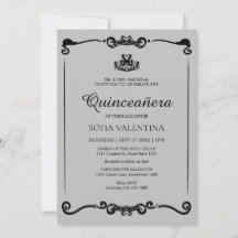 Classic Grey Black Tiara Quinceanera