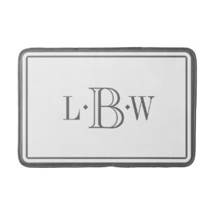 Classic Grey Border Monogrammed Bath Mat