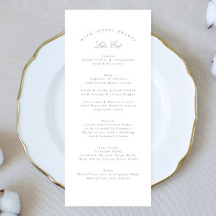 Classic Grey Green Calligraphy Formal Wedding Menu