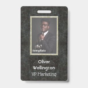 Classic Grey Marble Convention Employee ID Tag Badge