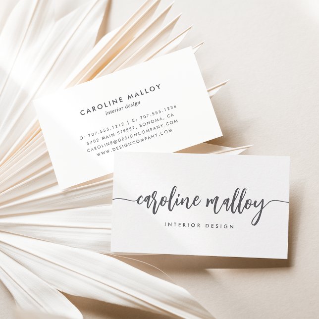Classic Grey | Modern Signature Script Business Card (Creator Uploaded)