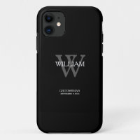 Classic Grey Monogram White Name Black Groomsman