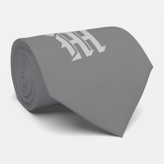 Classic Grey monogrammed tie (Rolled)